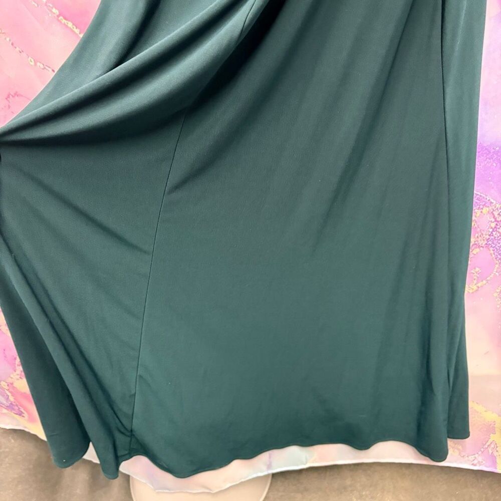 Morgan & Co 9 Forest Green Flowy Formal Gown Long Dress Lace Up Back Lace Sequin - Picture 9 of 13